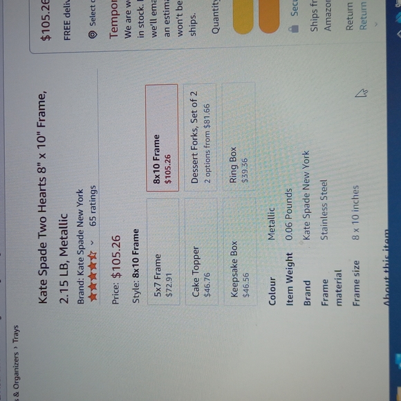 Kate Spade Two Hearts picture frames 8x10 - Picture 4 of 6